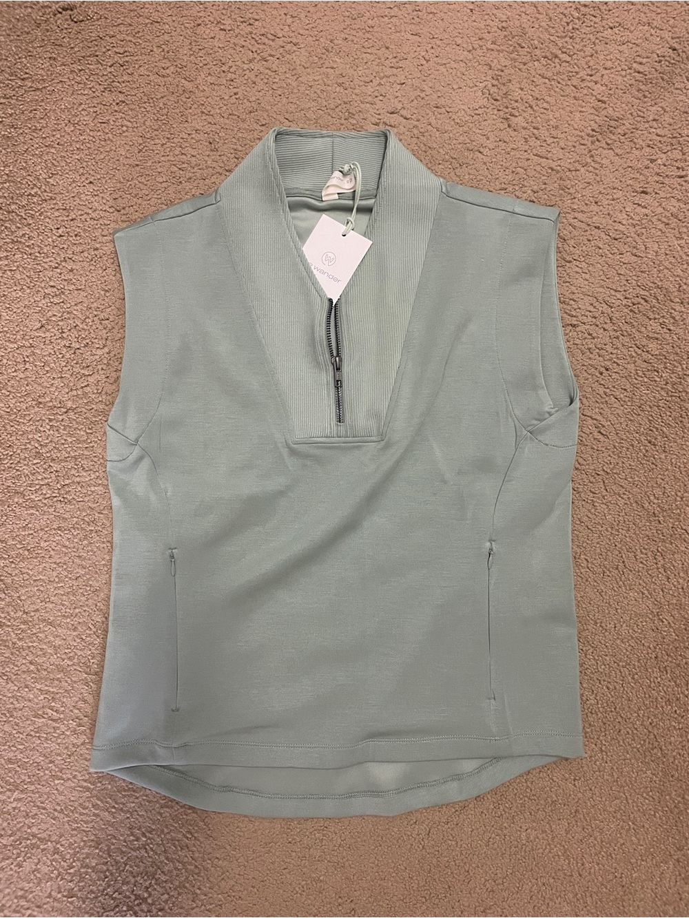 Sleeveless Half-Zip Tank Top in Sage Green